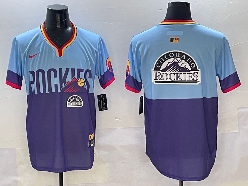 Men Colorado Rockies Blank Purple blue Joint Name 2025 Nike MLB Jersey style 9
